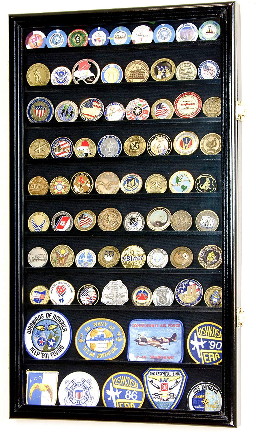 Large Military Challenge Coin Display Case Cabinet Holders Rack 98% UV - Lockable The Military Gift Store