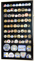 Large Military Challenge Coin Display Case Cabinet Holders Rack 98% UV - Lockable The Military Gift Store