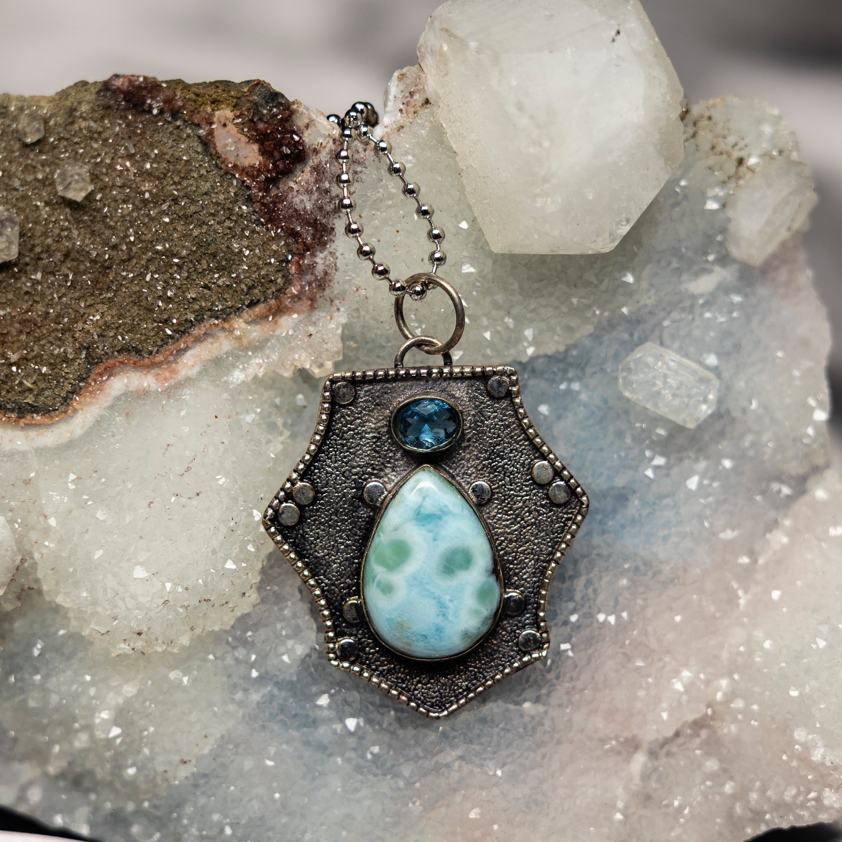 Larimar On 925 Silver Pendant - SJB-DIAMOND ELITES