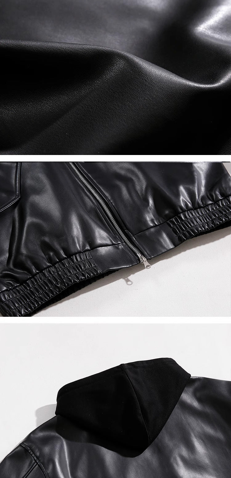 Men's Hooded Leather Jackets Pi-Mart