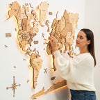 3D LED Wooden World Map 3.0 Gold - SJB-DIAMOND ELITES