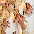 3D LED Wooden World Map 3.0 Gold - SJB-DIAMOND ELITES