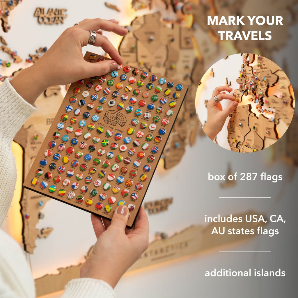 3D LED Wooden World Map 3.0 Gold - SJB-DIAMOND ELITES