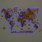 3D LED Wooden World Map 3.0 Gold - SJB-DIAMOND ELITES