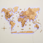 3D LED Wooden World Map 3.0 Gold - SJB-DIAMOND ELITES