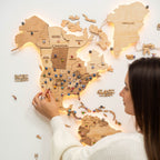 3D LED Wooden World Map 3.0 Gold - SJB-DIAMOND ELITES