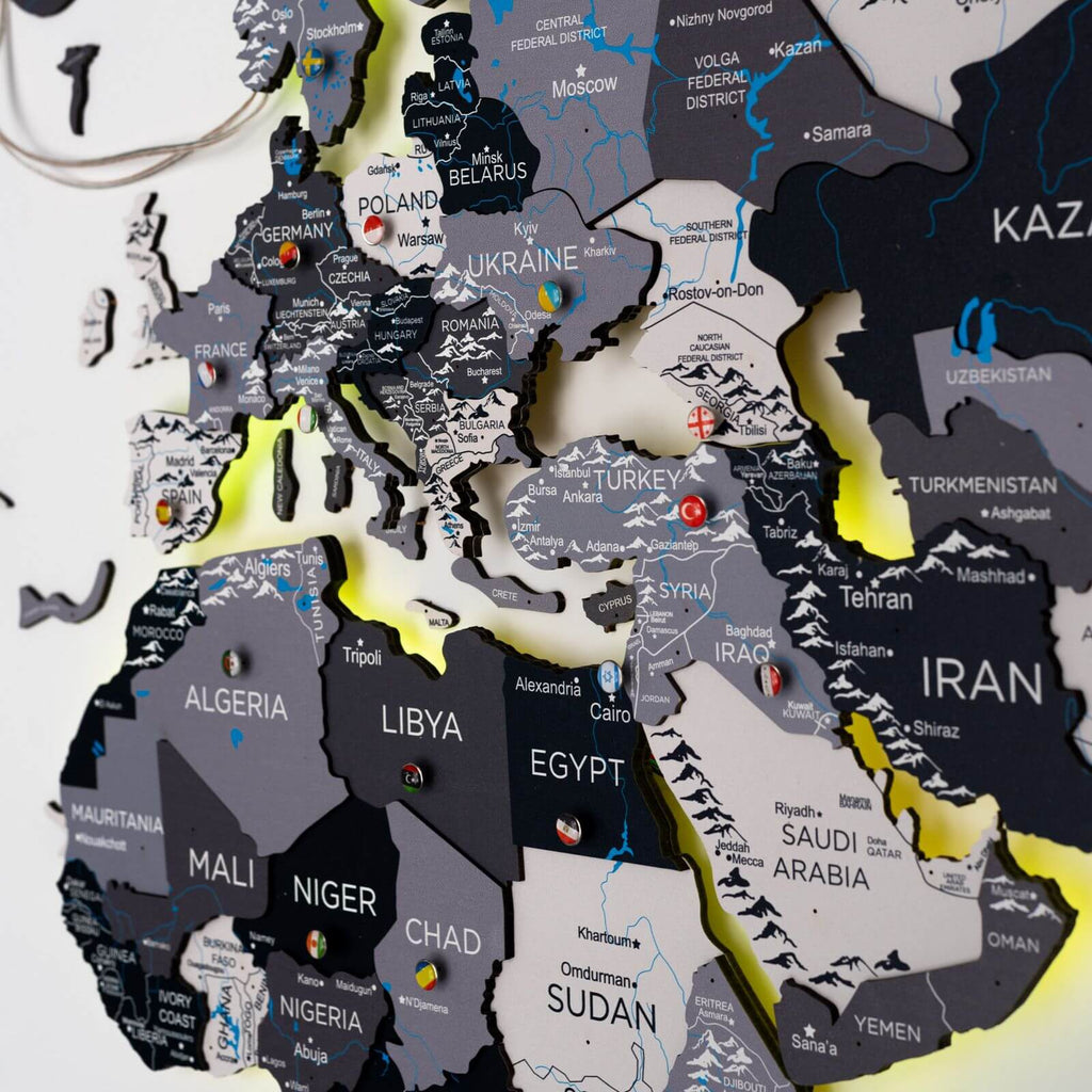 3D LED / LUMINOUS Wooden World Map 3.0 Nordik - SJB-DIAMOND ELITES