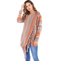 Long Striped Cardigan Coat For Women Poncho  Tassels Shawl Loose Sweater Knitted Cardigans  Casual Jacket Female Coat Autumn - SJB-DIAMOND ELITES