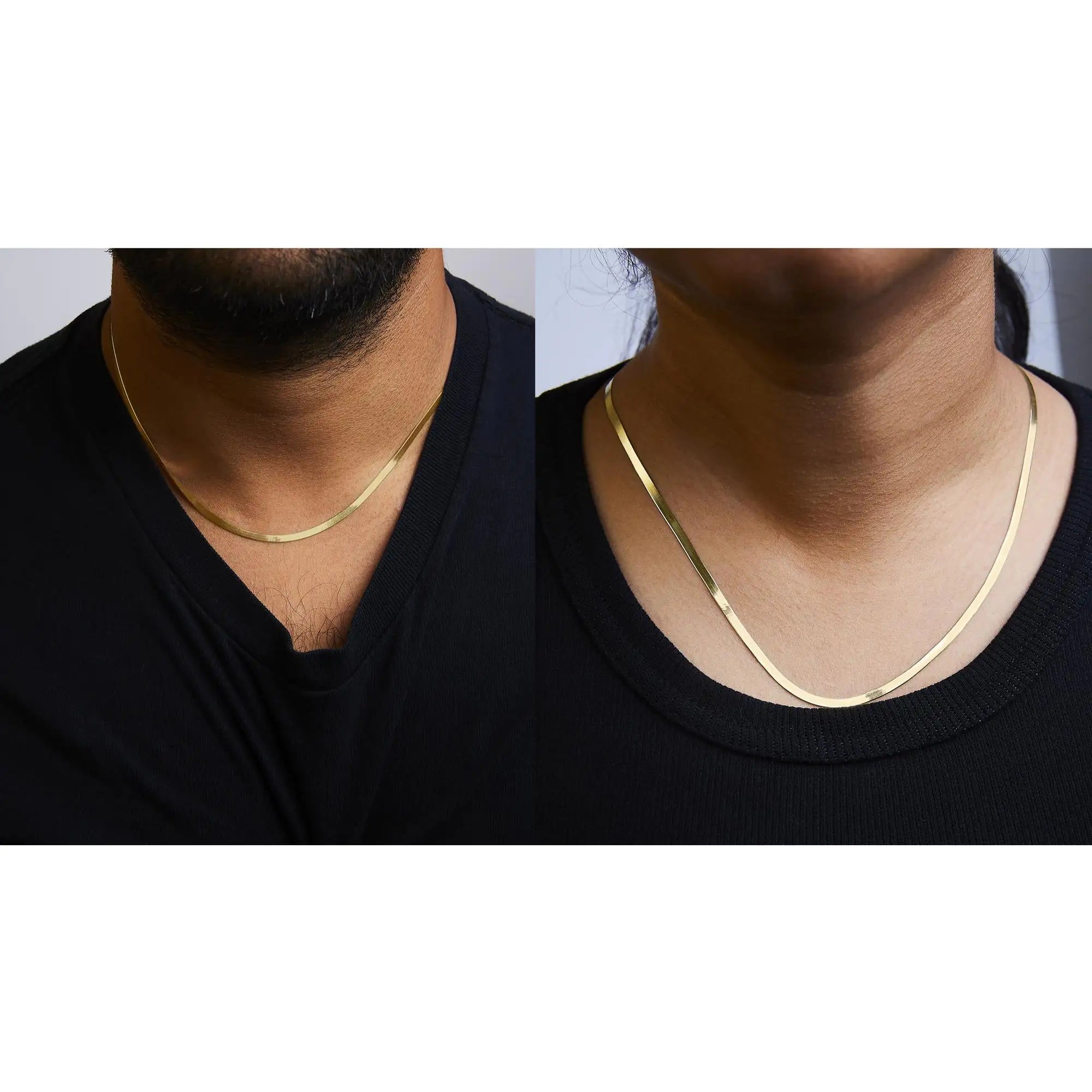 Unisex Solid 14K Gold 2.8mm Imperial Herringbone Chain Necklace Pi-Mart