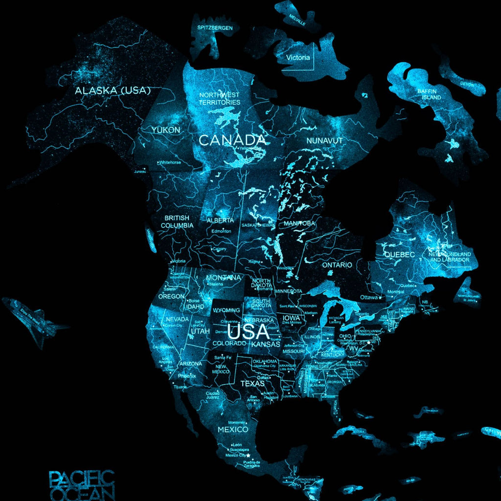 3D Luminous/Magnetic Colored Wooden World Map Space - SJB-DIAMOND ELITES