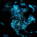 3D Luminous/Magnetic Colored Wooden World Map Space - SJB-DIAMOND ELITES