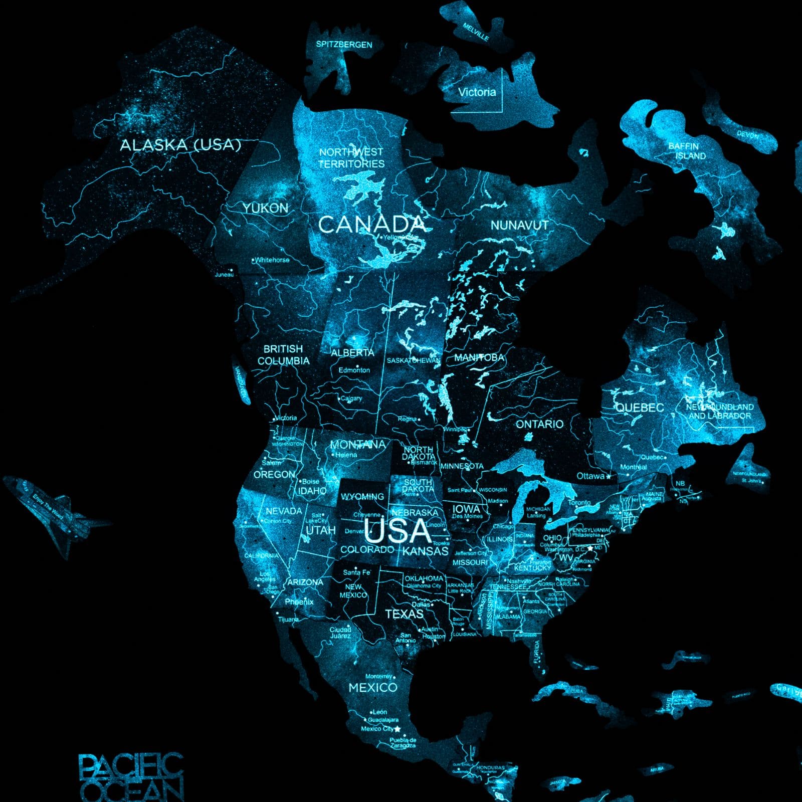 3D Luminous/Magnetic Colored Wooden World Map Space - SJB-DIAMOND ELITES