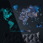3D Luminous/Magnetic Colored Wooden World Map Space - SJB-DIAMOND ELITES