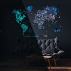 3D Luminous/Magnetic Colored Wooden World Map Space - SJB-DIAMOND ELITES