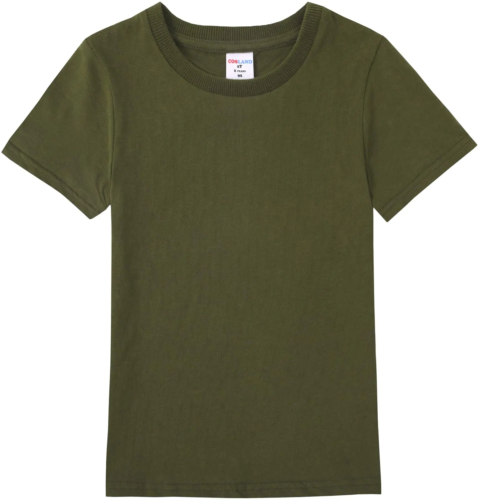 COSLAND Boys T-Shirts Short Sleeve Tee Shirts Crew Neck Cotton Kids Shirts 4T Army Green