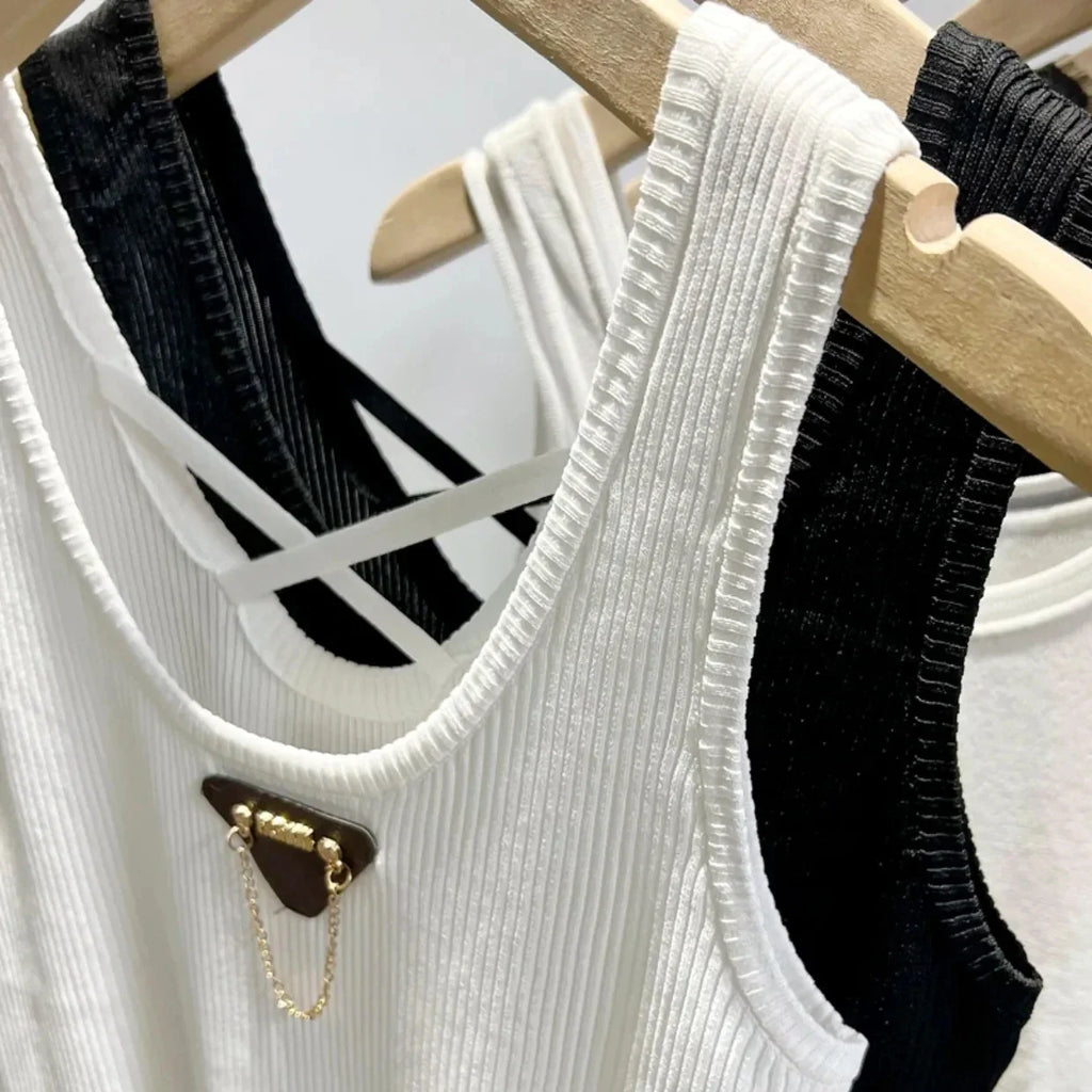 M-4XL Chic Tank Top Sleeveless Summer Korean Fashion Slim Women Aesthetic Camisole Free Shipping - SJB-DIAMOND ELITES