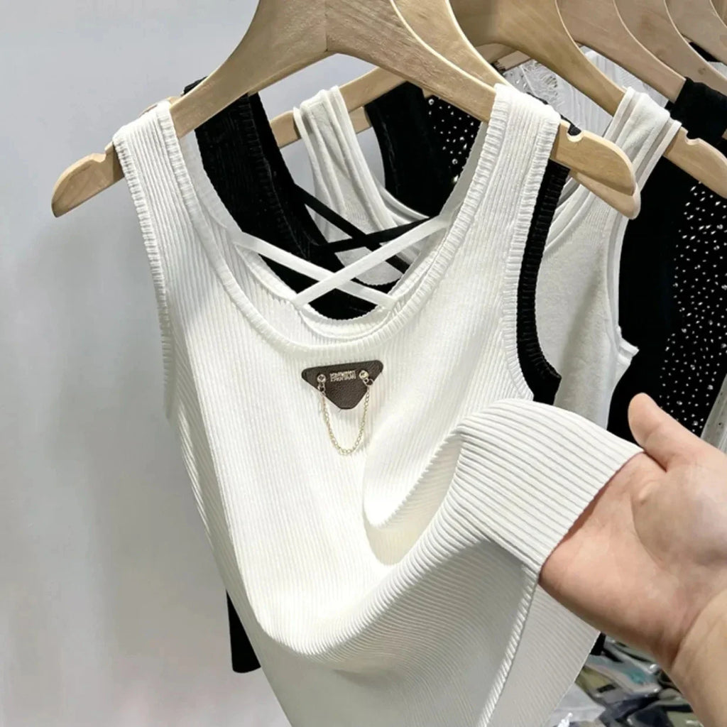 M-4XL Chic Tank Top Sleeveless Summer Korean Fashion Slim Women Aesthetic Camisole Free Shipping - SJB-DIAMOND ELITES