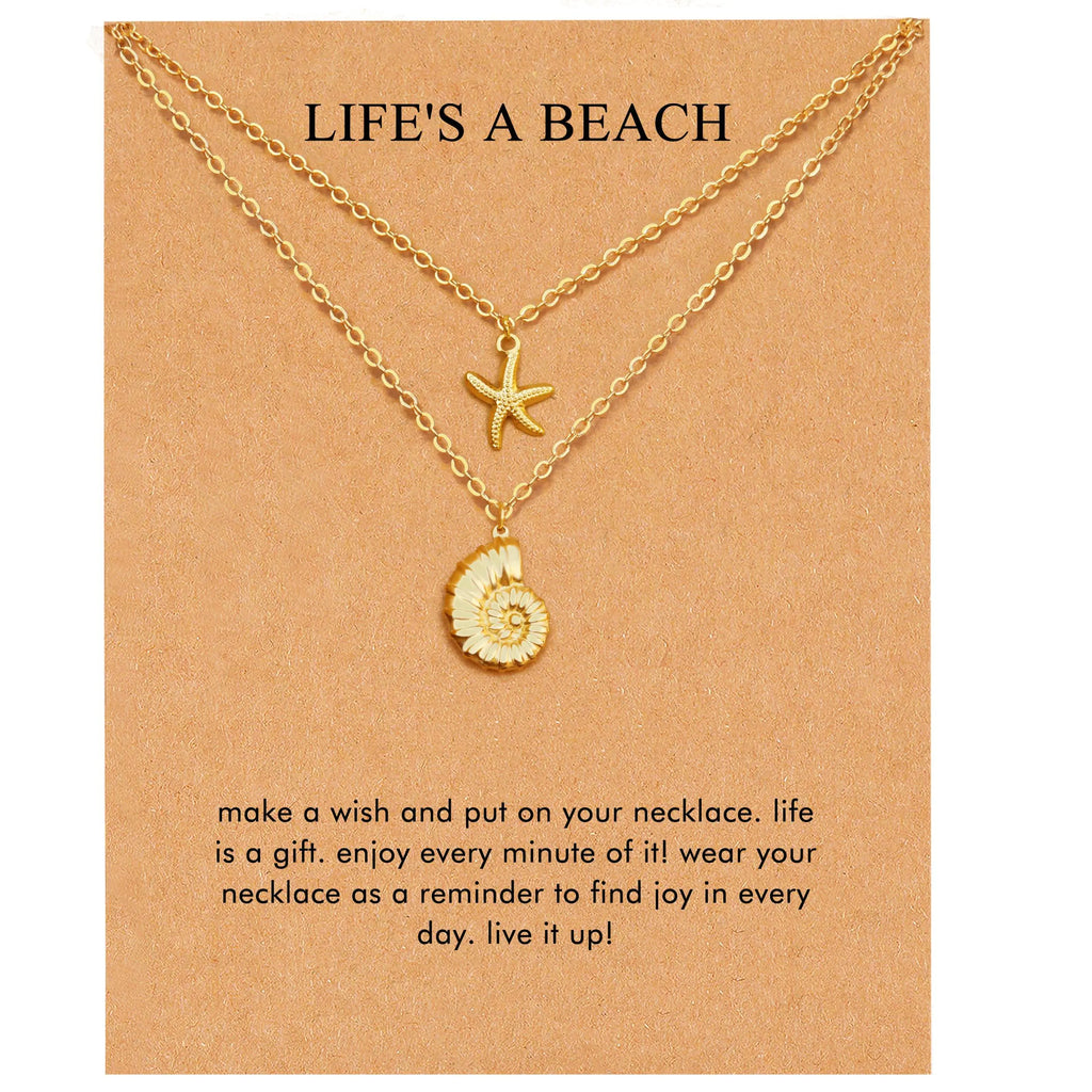 RZKING Shell Starfish Necklace Beach Necklaces for Women