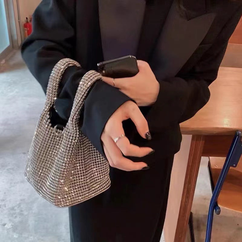 Full Diamond Bag Bucket Rhinestone Chain Purse - SJB-DIAMOND ELITES