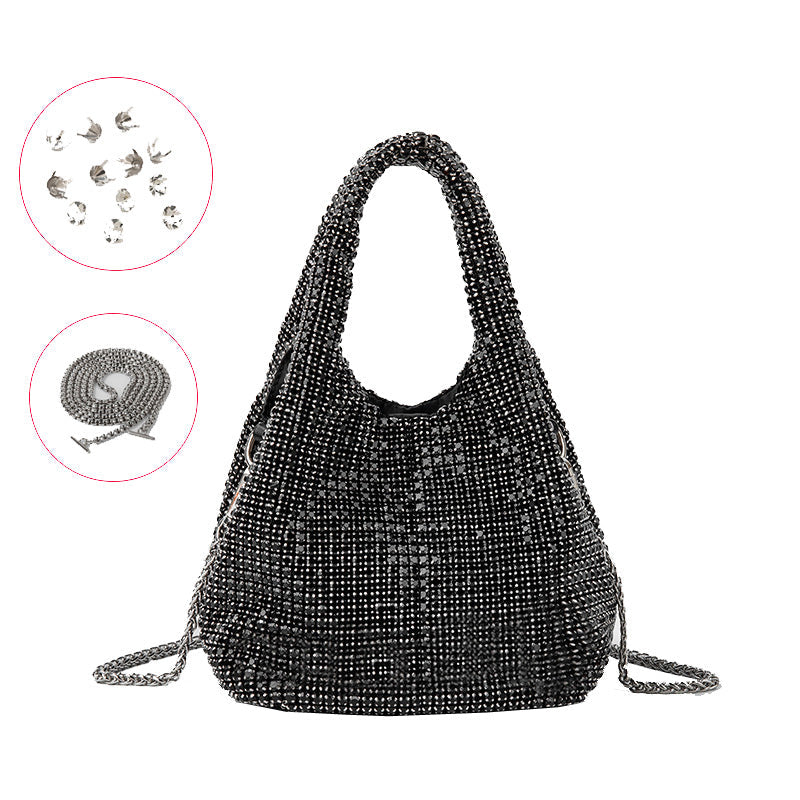 Full Diamond Bag Bucket Rhinestone Chain Purse - SJB-DIAMOND ELITES