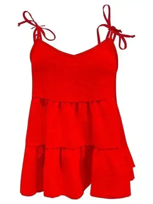 Tie-Strap Tiered Sleeveless Top - SJB-DIAMOND ELITES