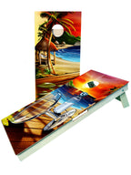 Spilt Margarita in Paradise Cornhole Set, Beach/ Tiki Spilt Design - SJB-DIAMOND ELITES