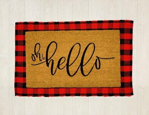 Gray Buffalo Check Doormat Base Mat Layering Backing For Welcome Mats Gingham Entryway Rug BandsCo Straps