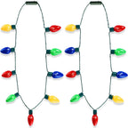 popamaz Christmas LED Light Up Bulb Necklaces 9 LED Bulbs Necklaces with 6 Flash Modes Holiday Necklace Costume Accessories for Christmas Xmas Party Favor(2PCS)