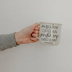 Messy Bun Coffee Run 14.5oz Ceramic Campfire Mug Double-Sided Speckled BandsCo Straps