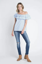 Women's Striped Off Shoulder Ruffle Stripe Blouse | Femstylo