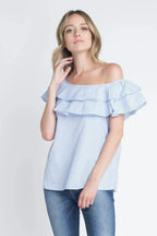 Women's Striped Off Shoulder Ruffle Stripe Blouse | Femstylo