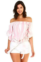 Women's Strapless Striped Bandage Blouse