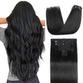 Sisily Clip in Hair Extensions Real Human Hair 24 Inch Premium Human Hair Clip in Extensions Natural Black Soft Straight Hair Extensions Real Human Hair Clip ins 7PCS Double Weft（24 Inch #1B） Pi-Mart