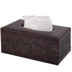 Antique PU Leather Tissue Box Holder Cover Rectangular Napkin Case DispenserHome Office Car Tissue Holder with Magnetic BottomFacial Tissue Organizer (Retro)