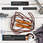 MRX Weighted Leather Jump Rope Heavy Duty Wood Handle - SJB-DIAMOND ELITES