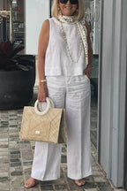Cotton and Linen Sleeveless Suit Pi-Mart
