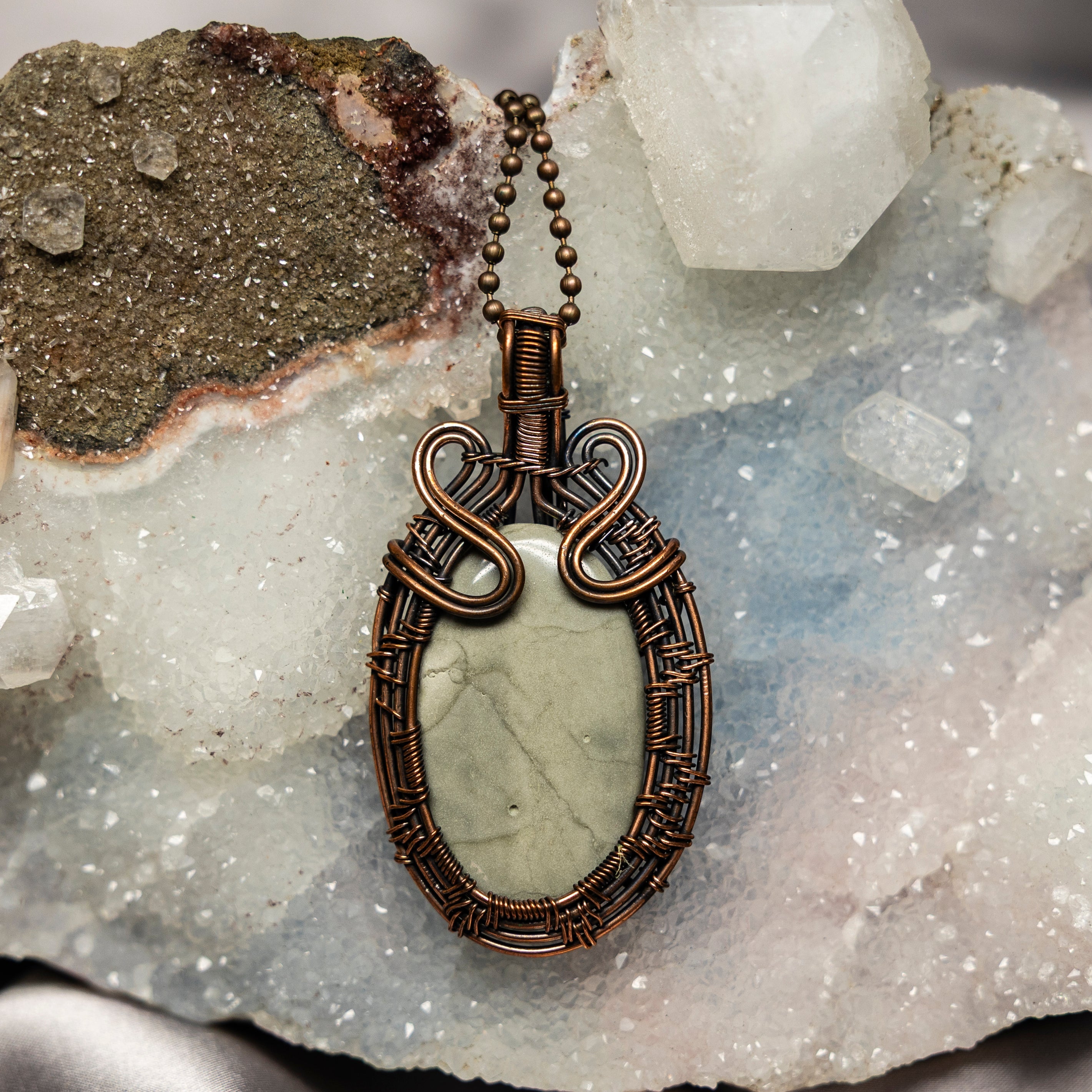 Magnesite Wire Wrap Crystal Pendant - SJB-DIAMOND ELITES