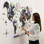 3D LUMINOUS LED Wooden World Map 2.0 Nordik - SJB-DIAMOND ELITES