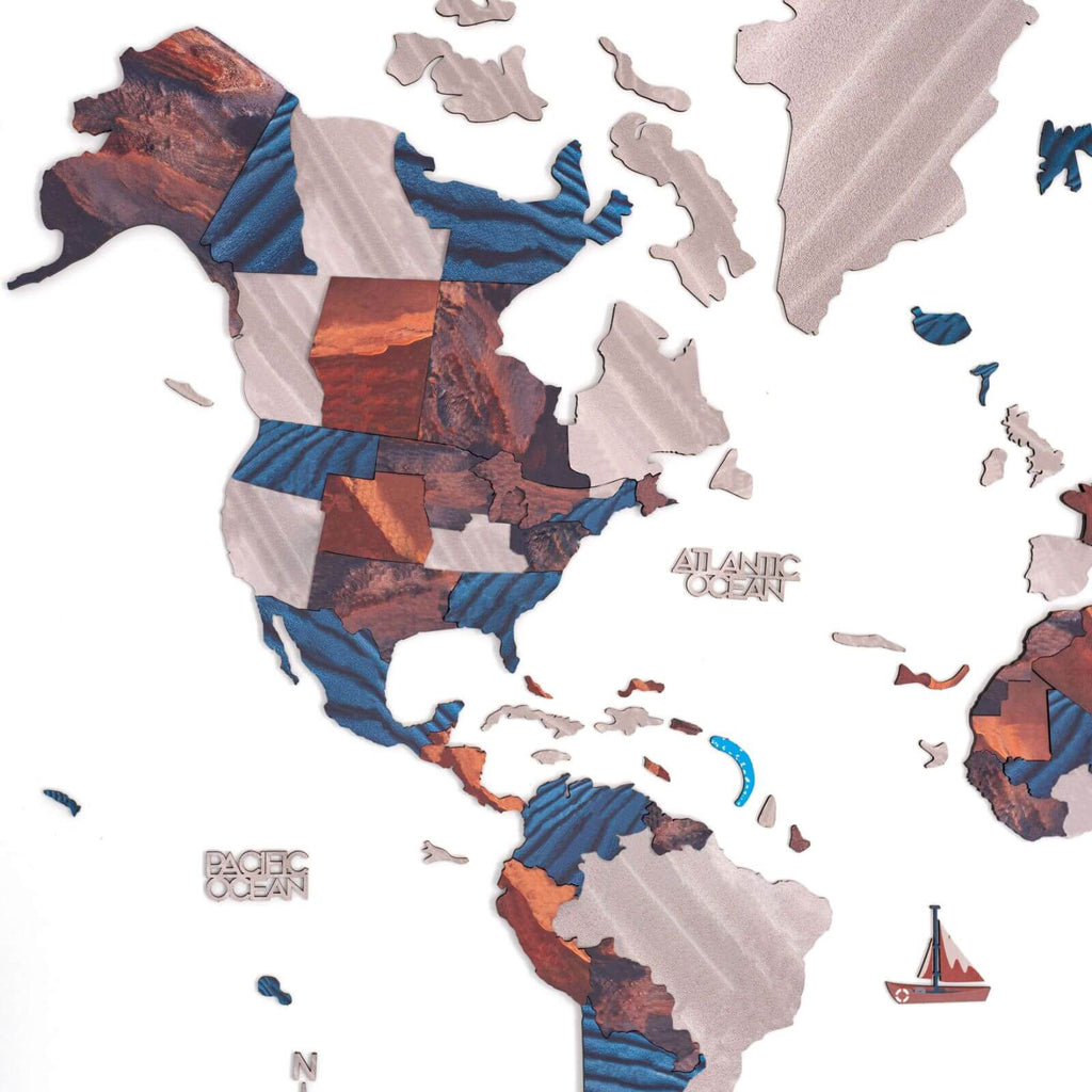 3D Wooden World Map Dune - SJB-DIAMOND ELITES