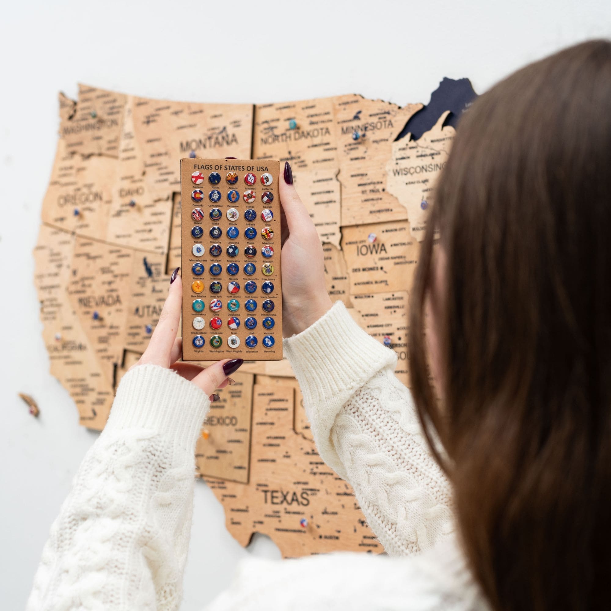 Wooden 3d Map of USA - Gold - SJB-DIAMOND ELITES