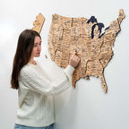 Wooden 3d Map of USA - Gold - SJB-DIAMOND ELITES
