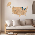 Wooden 3d Map of USA - Gold - SJB-DIAMOND ELITES
