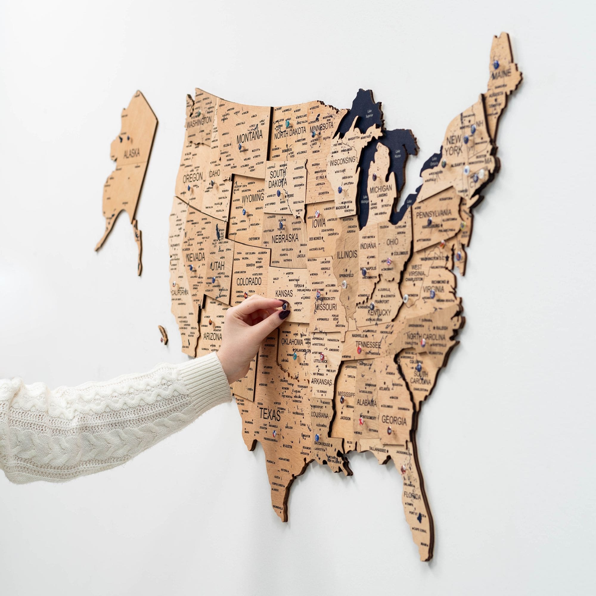 Wooden 3d Map of USA - Gold - SJB-DIAMOND ELITES