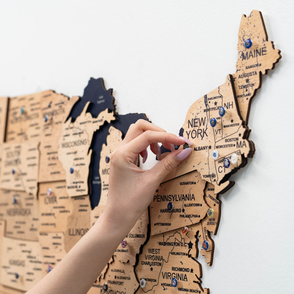 Wooden 3d Map of USA - Gold - SJB-DIAMOND ELITES