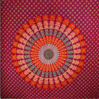 Maroon Peacock Mandala Tapestry Cotton Wall Throw Decor