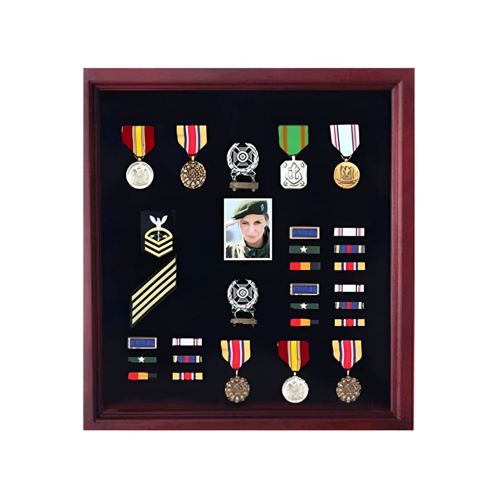 Medal Display Case Cherry Finish, Hand Made by Veterans The Military Gift Store