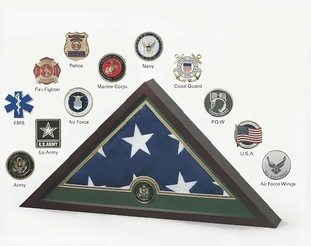 Medallion Flag Display Case, Memorial Flag Display case, Army Medallion The Military Gift Store