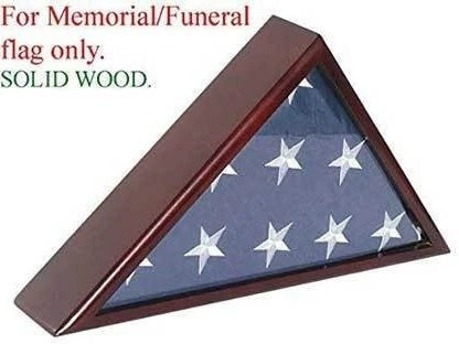 SOLID WOOD MEMORIAL FLAG CASE FRAME DISPLAY CASE FOR 5X9.5' FLAG FOLDED, FOR FUNERAL The Military Gift Store