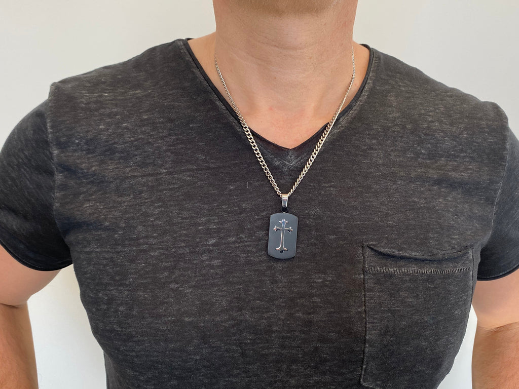 Black Shield Cross Necklace KingdomWear