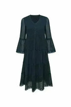 MIKA Cotton Maxi Dress - Petrol | Boho Peasant Style | Femstylo